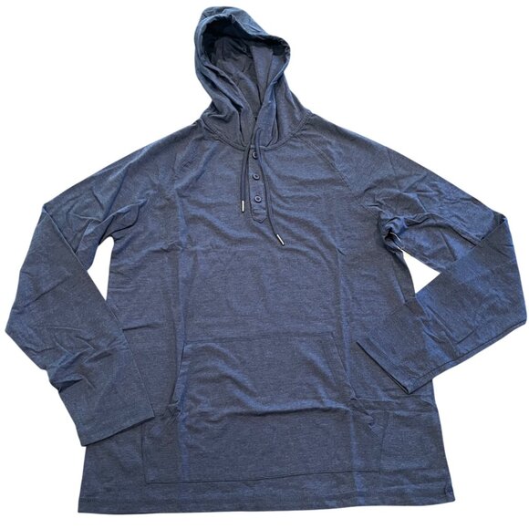 NWT Flag & Anthem Lightweight Henley Hoodie Madeflex Men's Sz M Pullover Navy - Picture 1 of 9